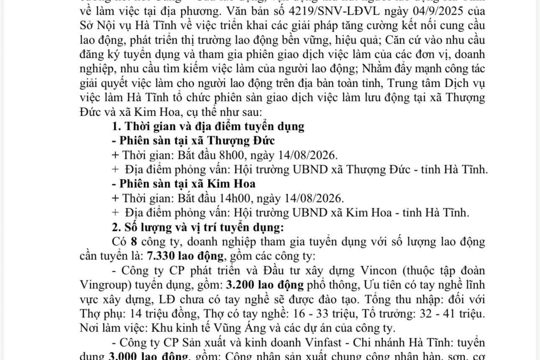 Trung tâm Dịch vụ việc làm phối hợp tuyên truyền phiên giao dịch việc  làm tại xã Thượng Đức và xã Kim Hoa. 
